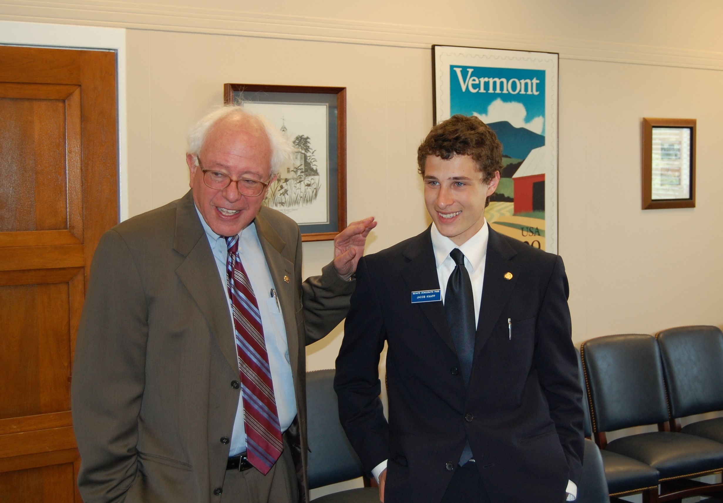 Sanders Meets with Senate Page from Vermont Senator Bernie Sanders