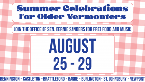 Graphic promoting Summer Celebrations for Older Vermonters, August 25-29